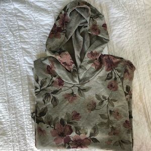 gray floral lightweight hoodie